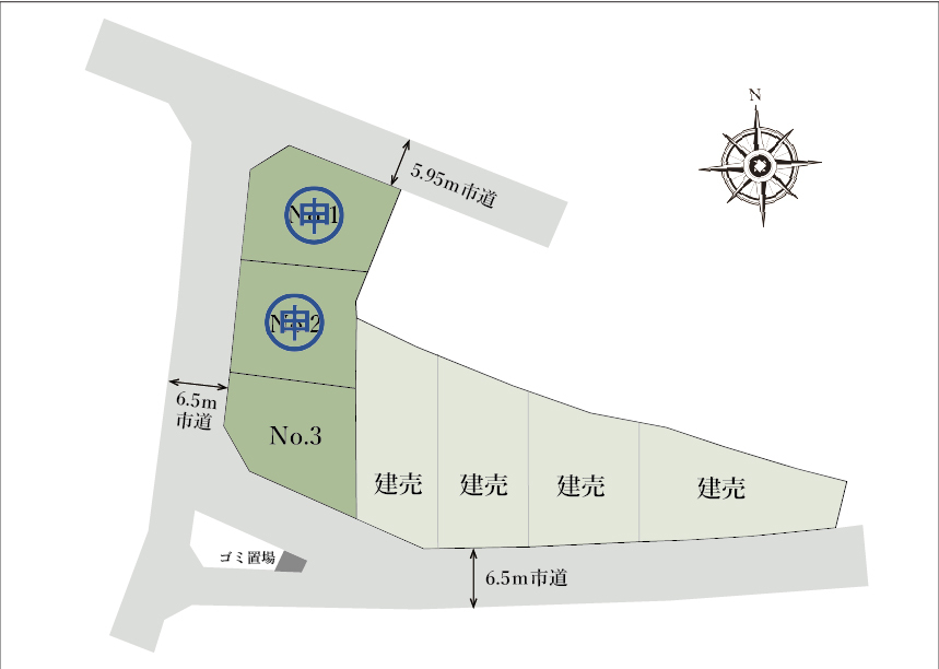 早くもNo.1,No.2お申込みいただきました！建築条件無売地　50坪以上！