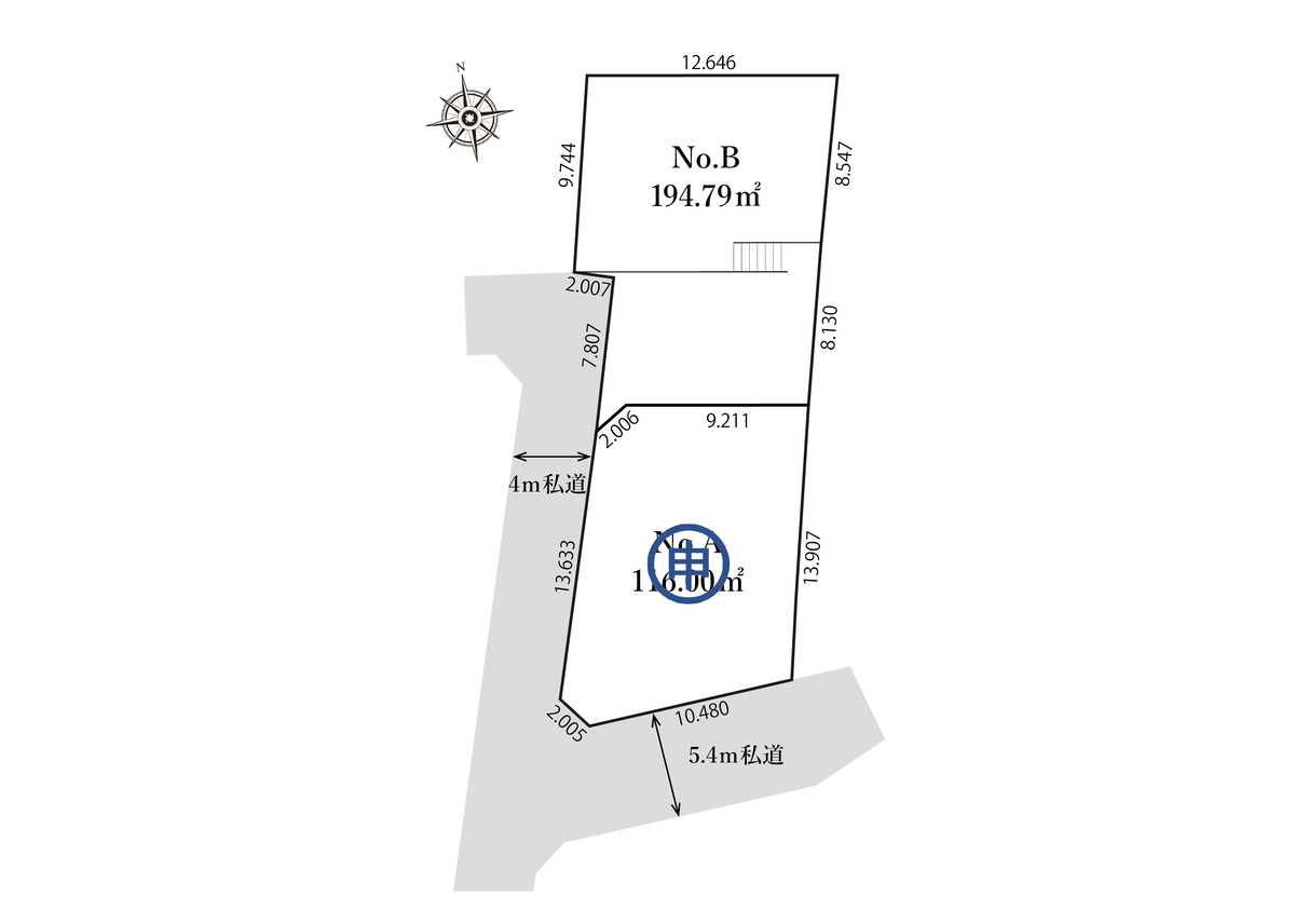 ◇No.B：194.79㎡：2100万円　◇早くも申込みいただきました　◇建築条件無し売地です