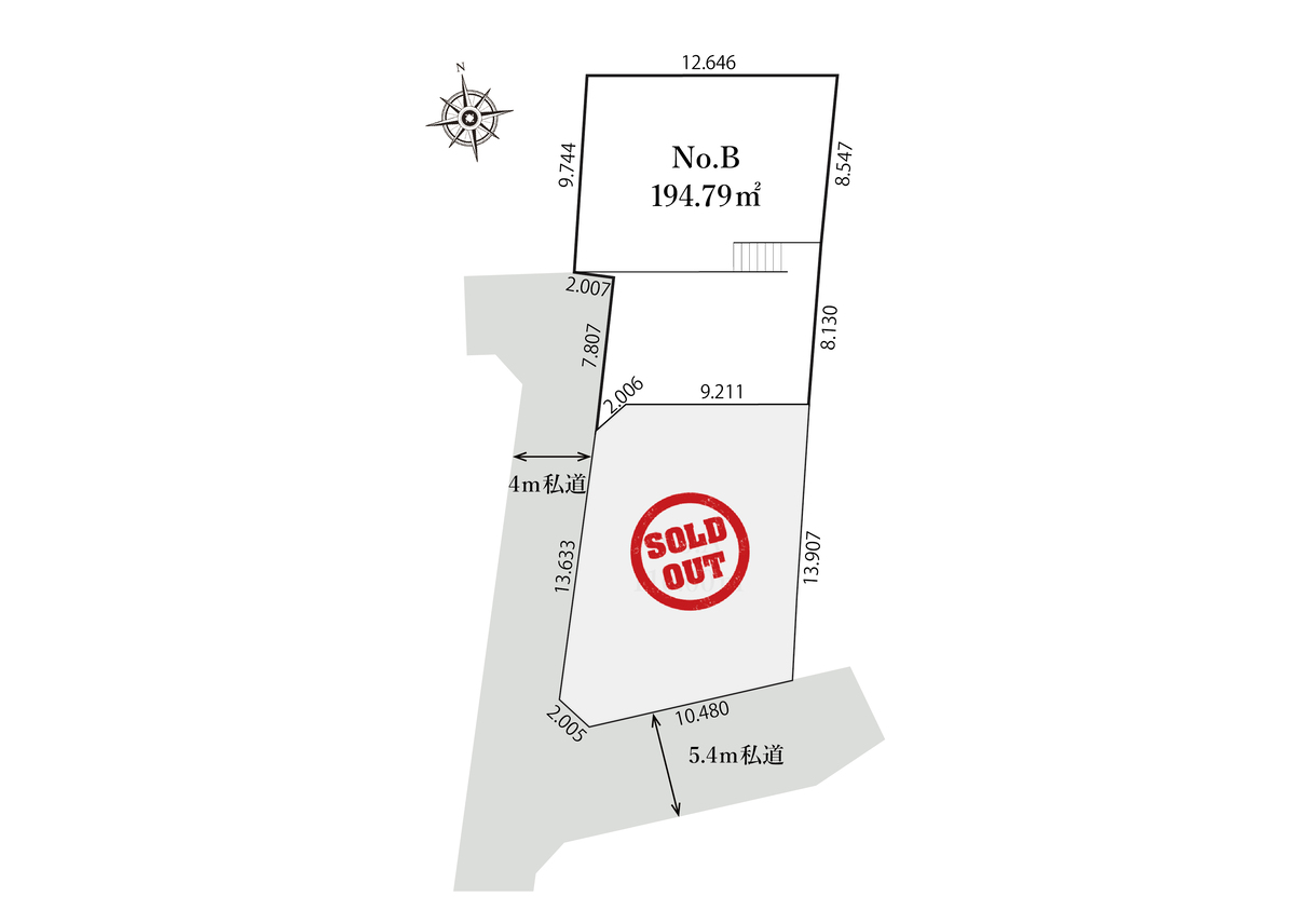 ◇No.B：194.79㎡：2100万円　◇早くも申込みいただきました　◇建築条件無し売地です