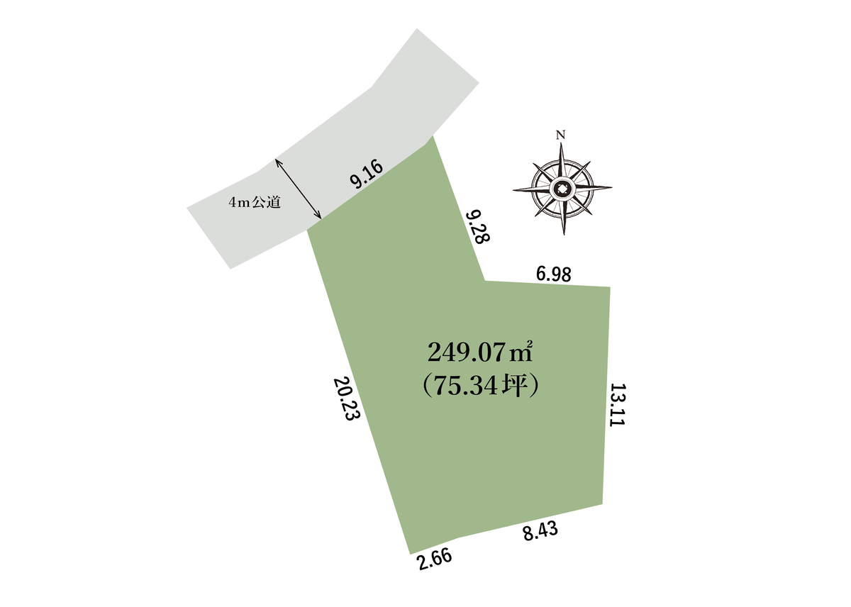 土地価格3280万円、土地面積249.07㎡ ◇249.07㎡（75.34坪） ◇陽当たり良好！平屋も建てられる広々敷地 ◇複数台駐車可能！