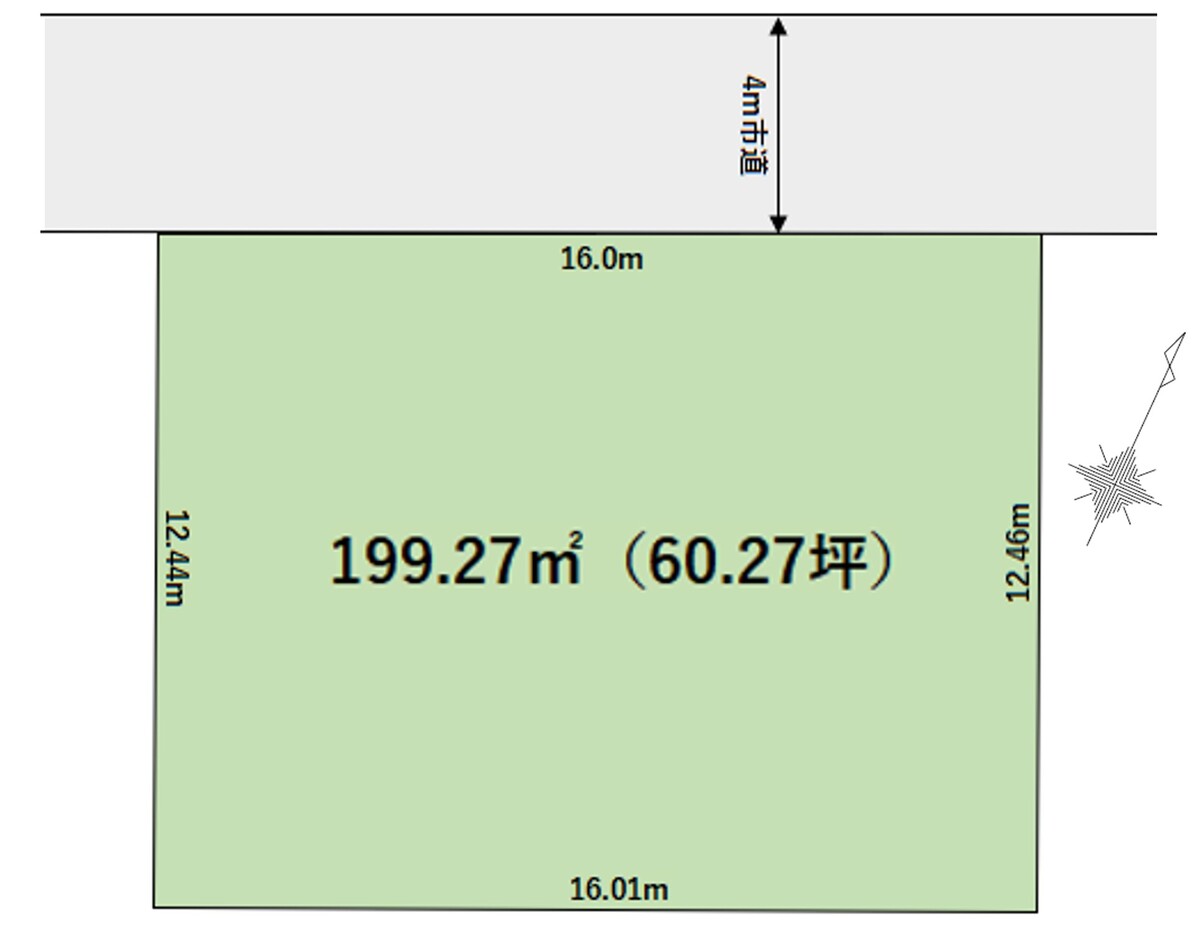 ◇199.27㎡（60.27坪）建築条件無し売地　◇建物建てやすい整形地です