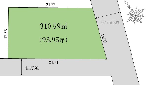 ◇310.59㎡（93.95坪） ◇陽当たり良好角地 ◇アパート用地としても◎ ◇ドッグランも作れる広い土地をお探しの方に◎
