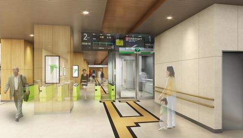 ◇東葉高速鉄道新駅イメージ ◇高架構造。2面2線の相対式ホーム、バリアフリー、可動式ホーム柵、南北自由通路などを整備予定。