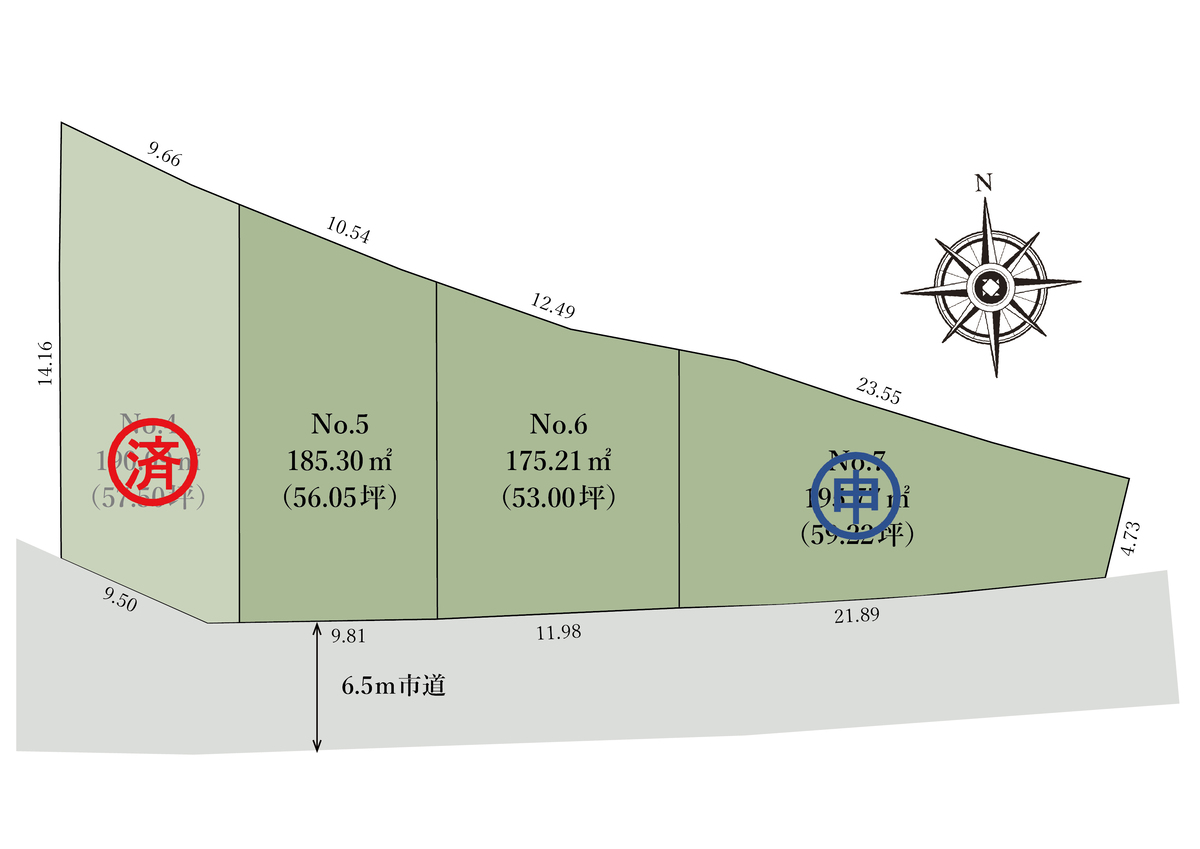 最終2棟◇50坪以上、全4区画 ◇前面道路は6.5m、駐車も楽々!