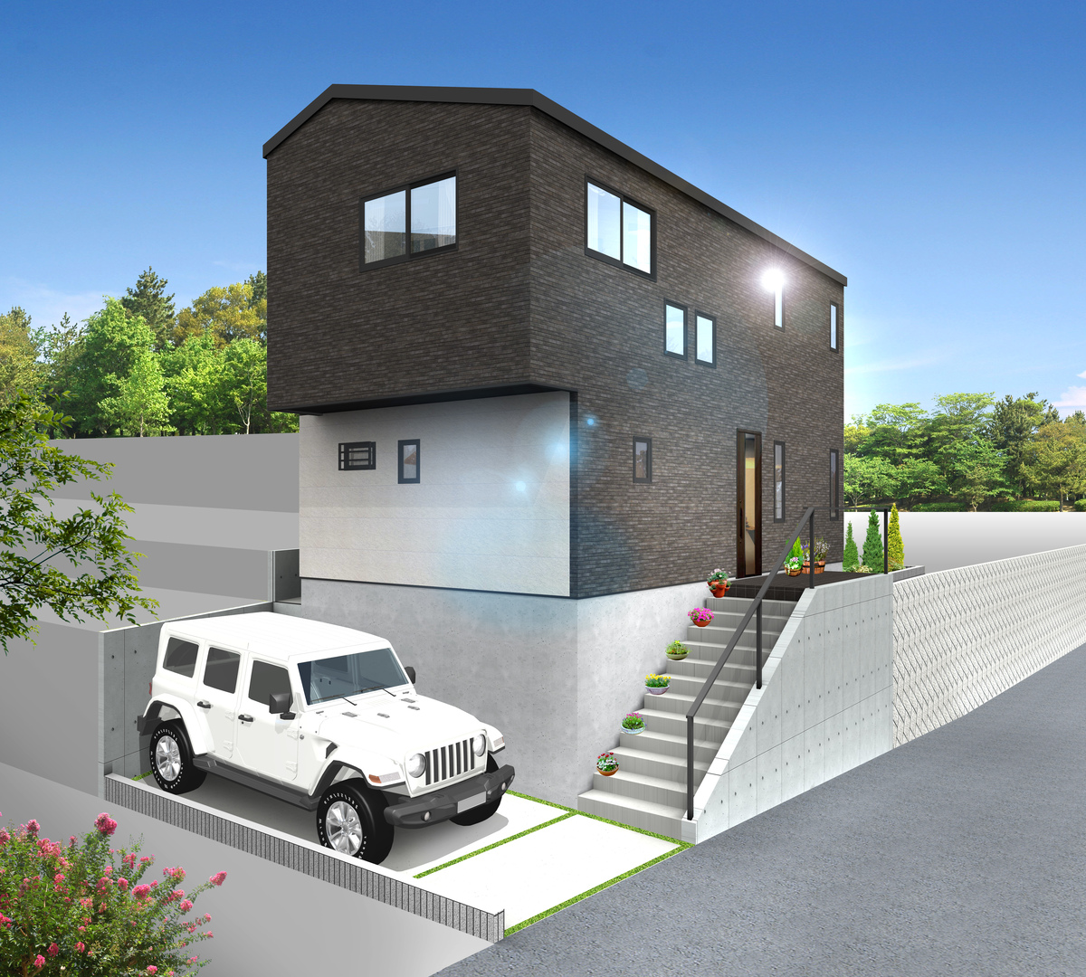 （A号棟）完成予想図 ◇全4区画内、先行建売2棟！ ◇陽当たり良好