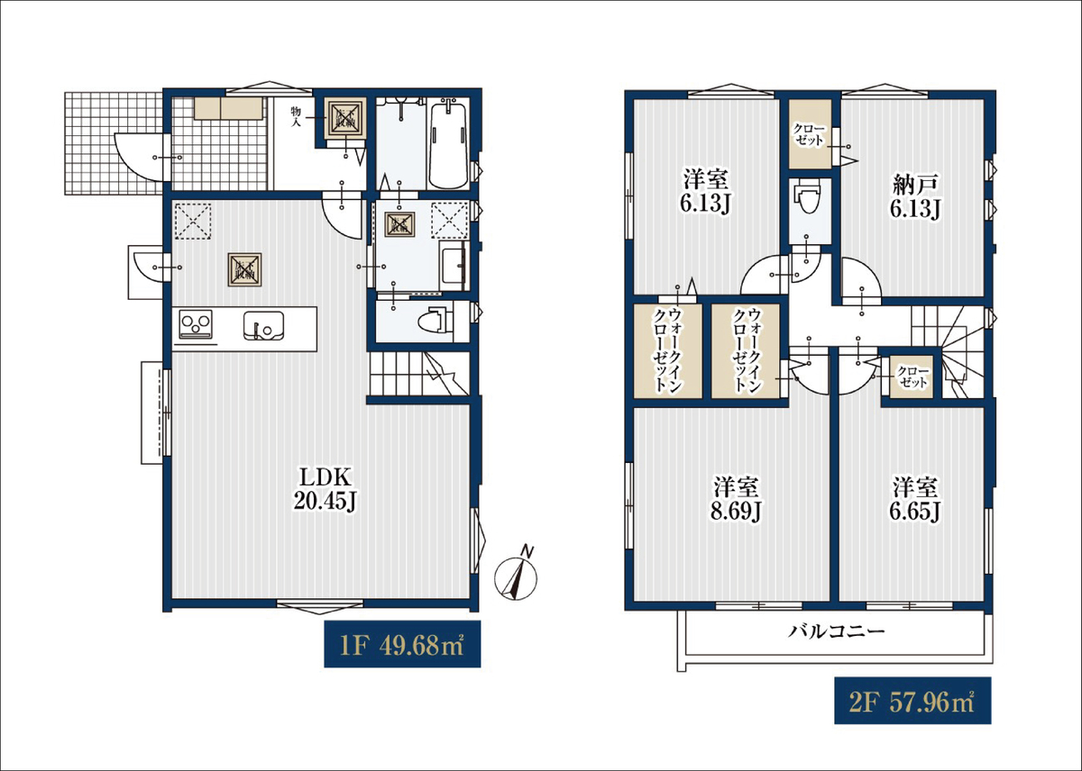 5780万円、3LDK+S(納戸)、土地面積169.61㎡、建物面積107.64㎡ ◇20帖以上LDKでゆとりある家族団欒 ◇各居室収納完備4部屋! ◇全室ペアガラス採用