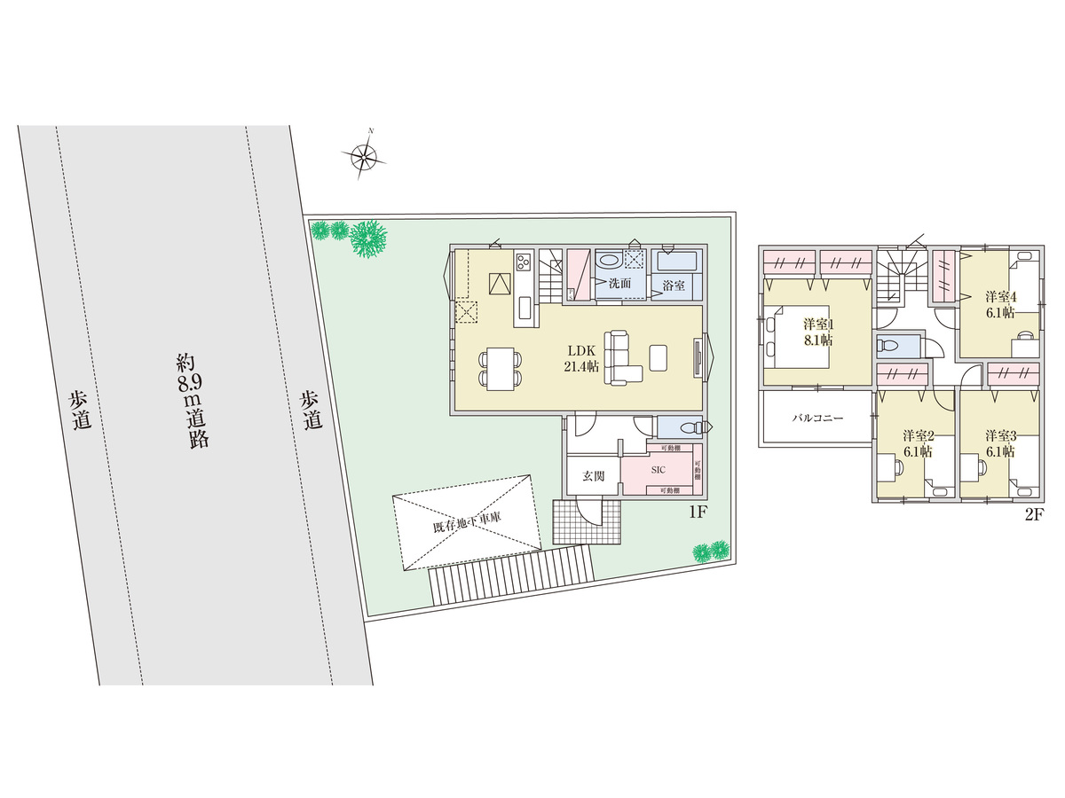 間取図 ◇全居室6帖以上の4LDK。家事動線も良く、各居室収納完備、ご家族それぞれ個室を持てる間取です
